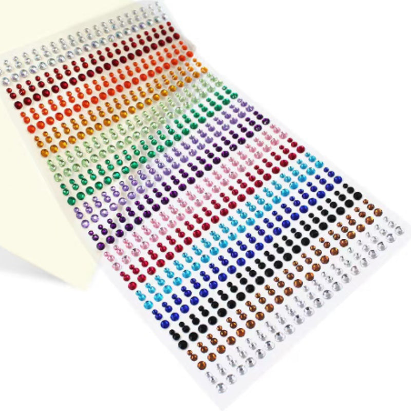 900 Self Adhesive Rhinestone Stickers - 15 Colors - DIY Face Gems Body Stickers