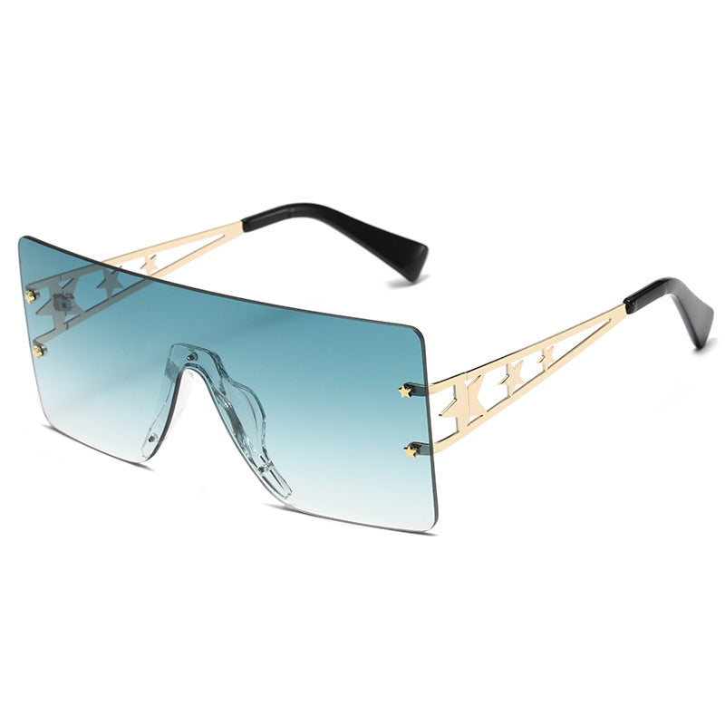 Frameless Connected Mixed Pentagram Metal Sunglasses