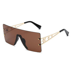 Frameless Connected Mixed Pentagram Metal Sunglasses