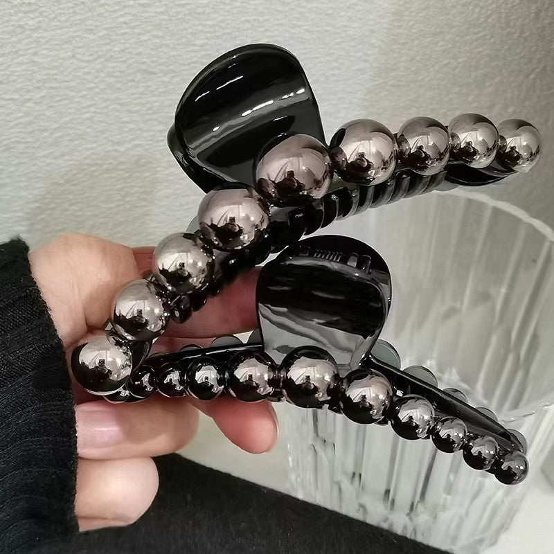 Large Hair Claw Back Head Shark Clip Headwear Faux Pearl Hair Accessories