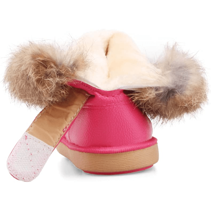 Little Unisex Winter Rose Red Snow Boots Warm Flat Plush Shoes