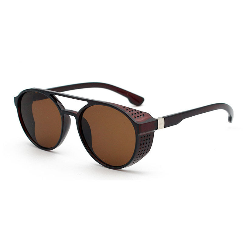 Men's Retro Steampunk Round Sunglasses for Street Photography