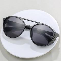 Men's Retro Steampunk Round Sunglasses for Street Photography