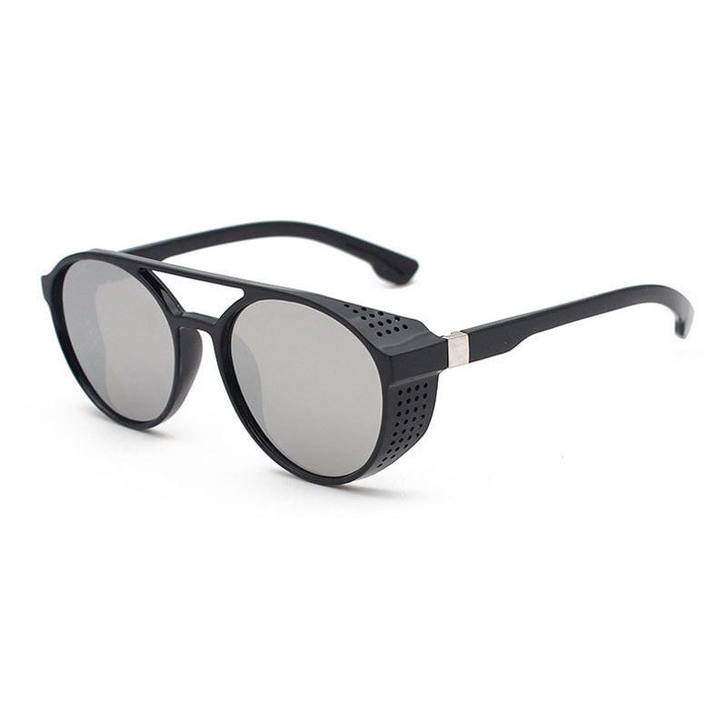 Men's Retro Steampunk Round Sunglasses for Street Photography