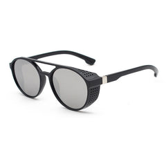 Men's Retro Steampunk Round Sunglasses for Street Photography