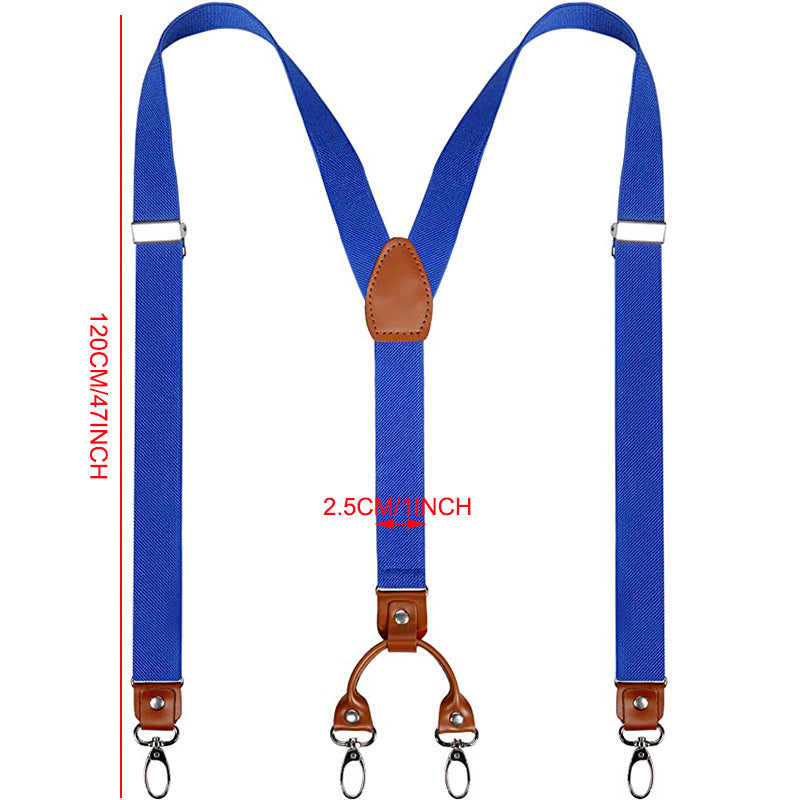 Leather Suspenders 2 Width 4 Hooks Y Back Retro Braces Suspensorios Wedding