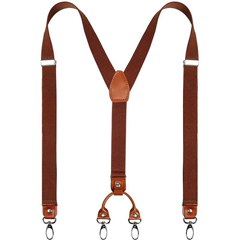 Leather Suspenders 2 Width 4 Hooks Y Back Retro Braces Suspensorios Wedding