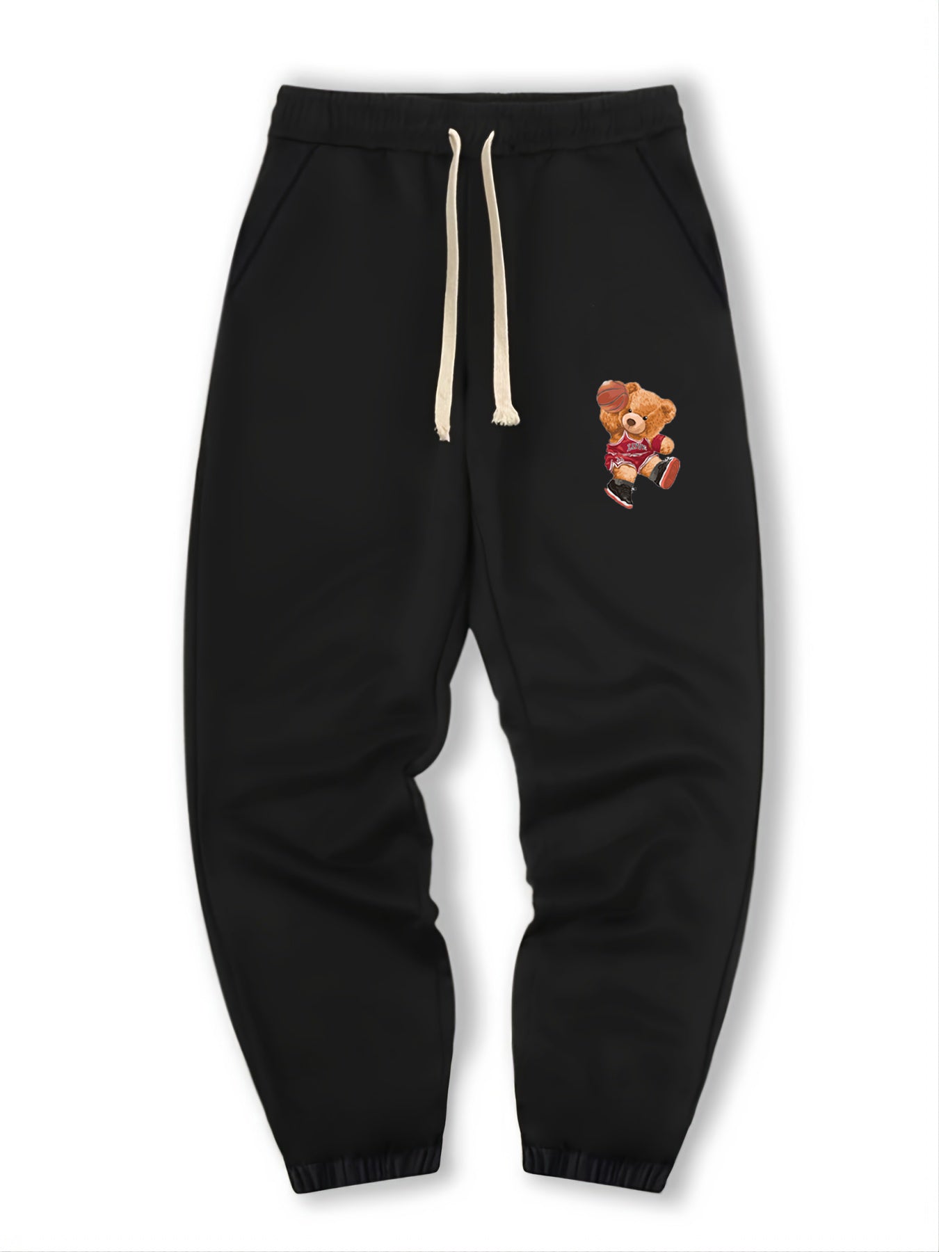 Bear Playing Basketball Print Men's Drawstring Sweatpants