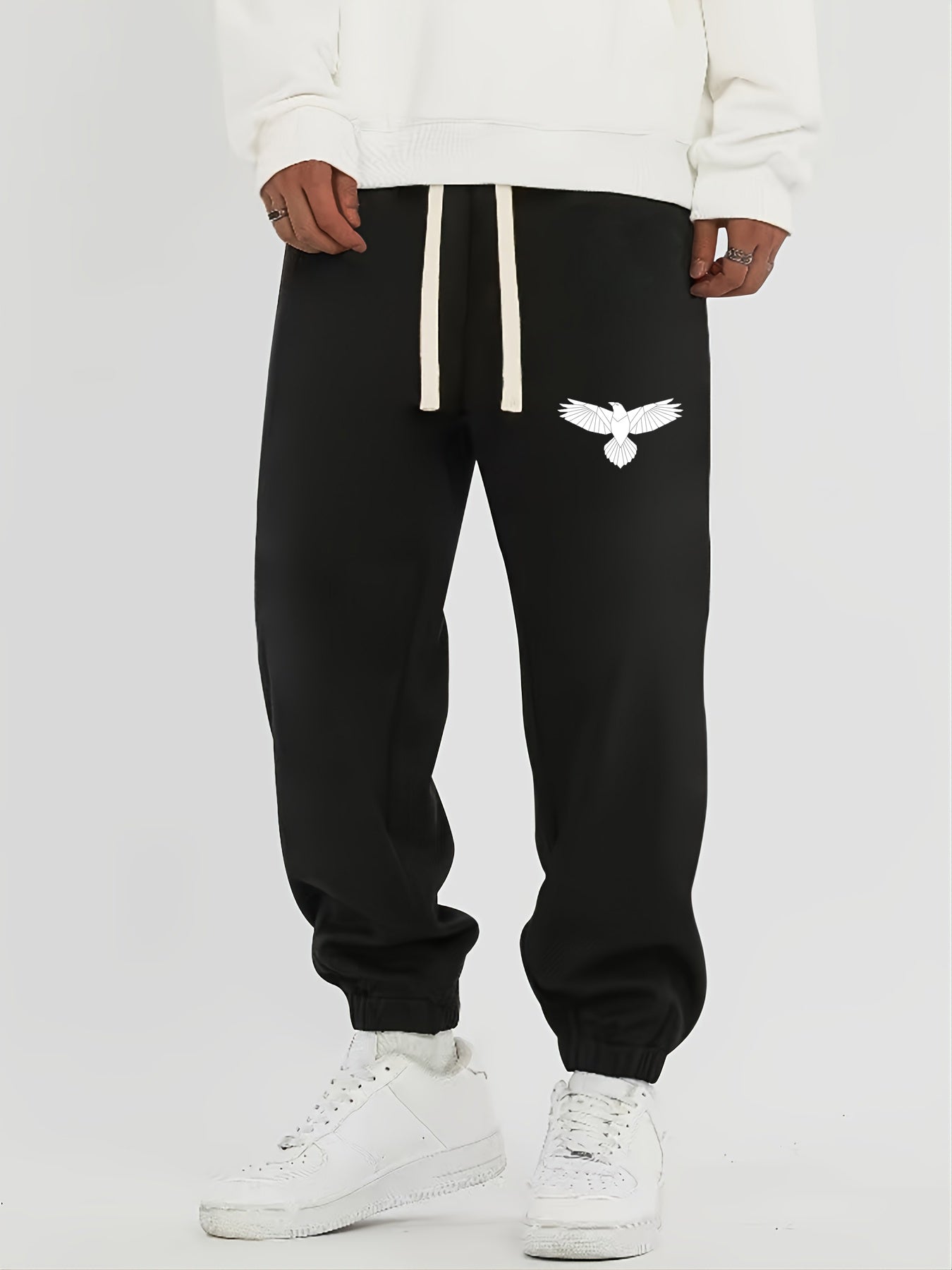 Eagle Print Men s Drawstring Pocket Sweatpants Casual Jogger Pants