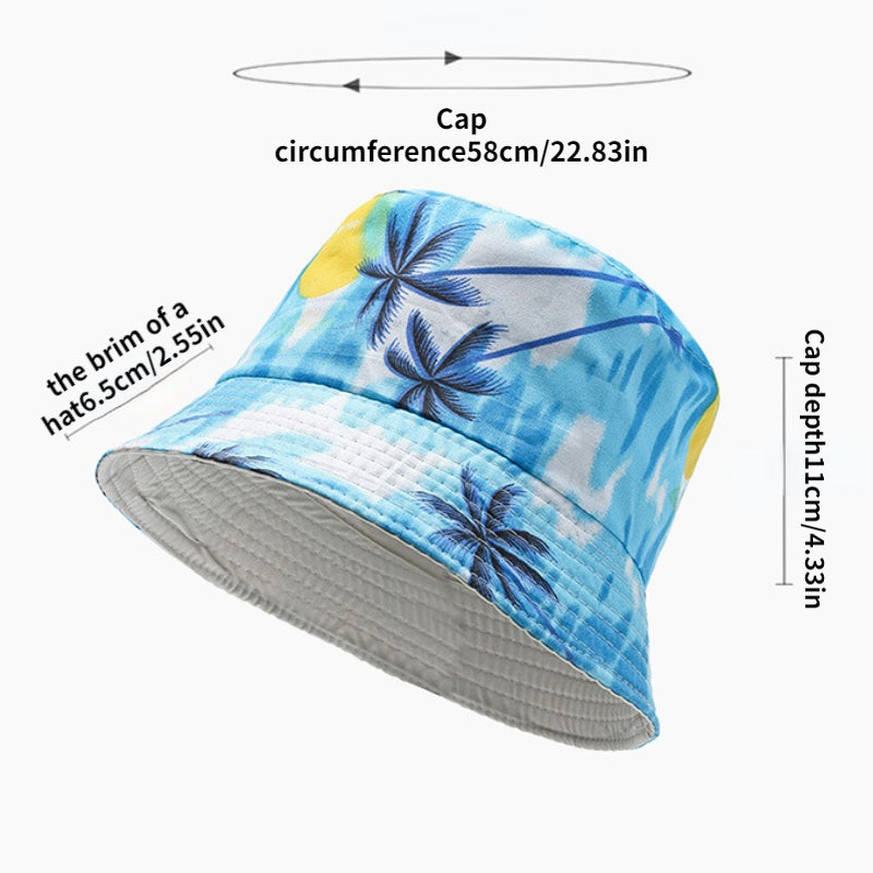Print Sunscreen Bucket Hat Lightweight Fisherman Cap