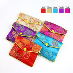 Chinese Brocade Embroidered Jewelry Silk Purse Small Jewellery Gift Bag