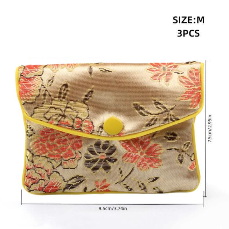 Chinese Brocade Embroidered Jewelry Silk Purse Small Jewellery Gift Bag