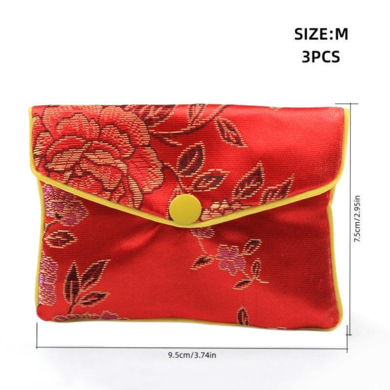 Chinese Brocade Embroidered Jewelry Silk Purse Small Jewellery Gift Bag