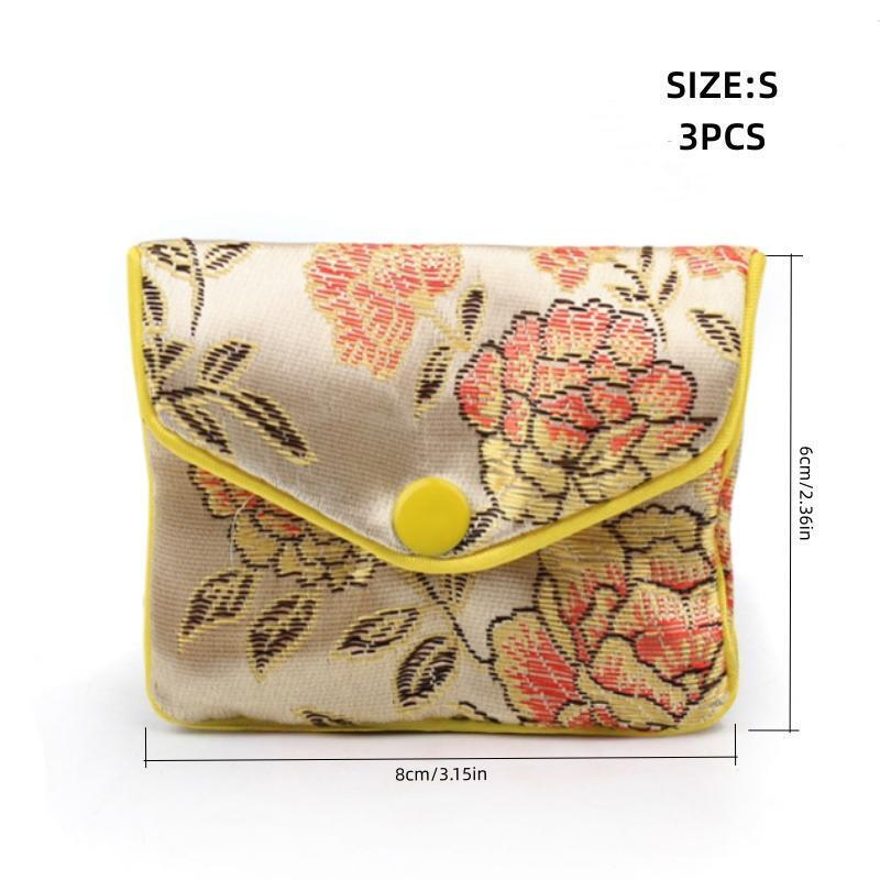 Chinese Brocade Embroidered Jewelry Silk Purse Small Jewellery Gift Bag