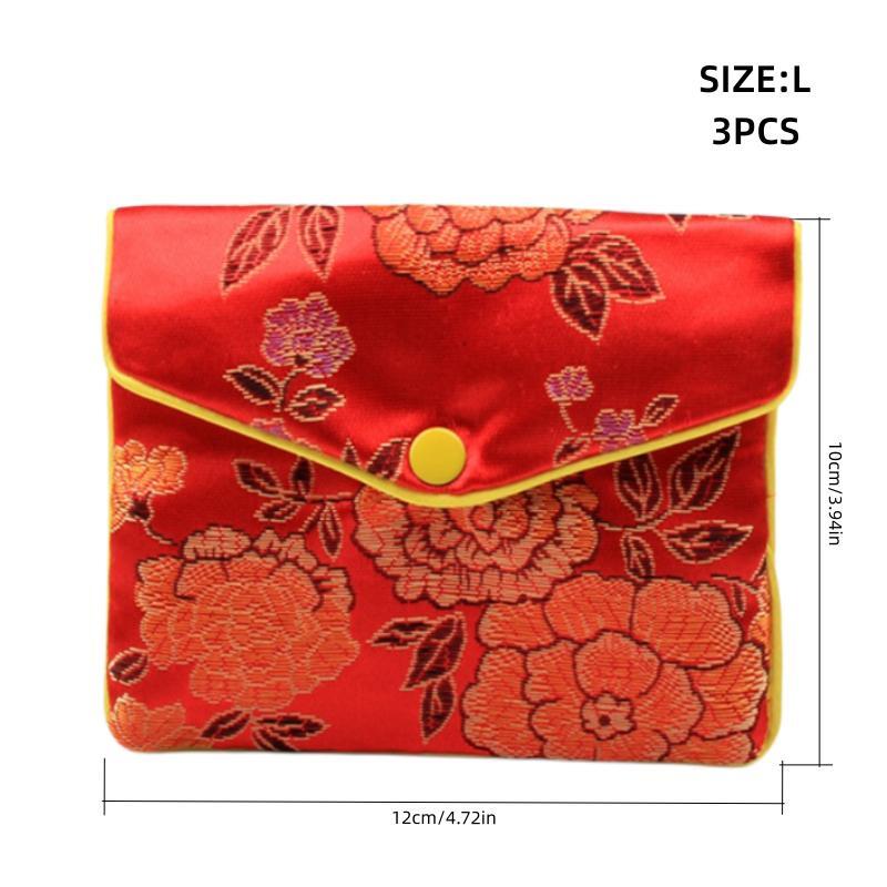 Chinese Brocade Embroidered Jewelry Silk Purse Small Jewellery Gift Bag