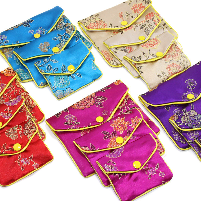 Chinese Brocade Embroidered Jewelry Silk Purse Small Jewellery Gift Bag