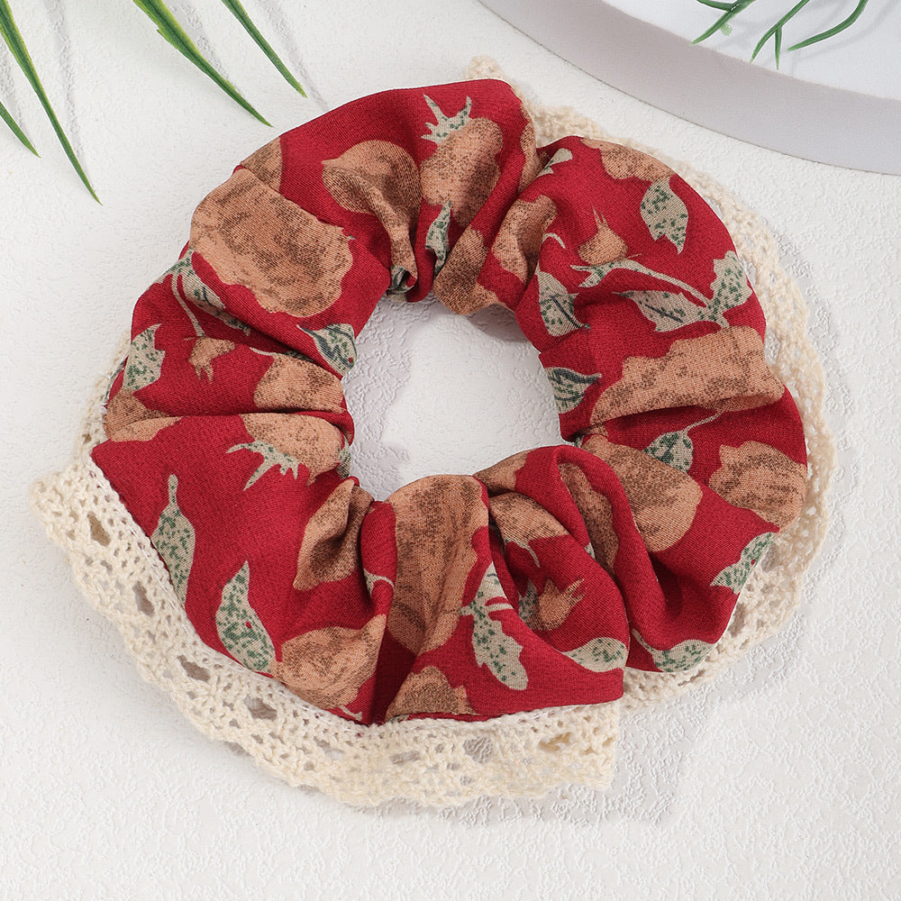 Bohemian Floral Large Scrunchie Hair Tie Lace Hair Rope