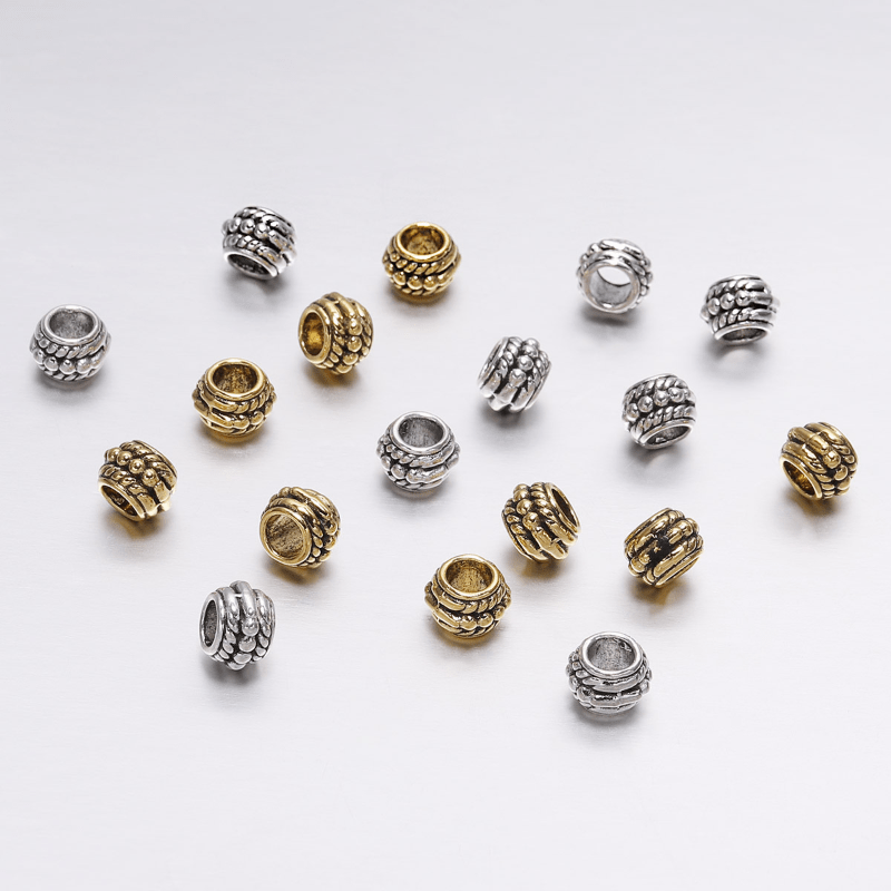30pcs Golden Silver Plated Spacer Bead Big Hole Jewelry Making Findings