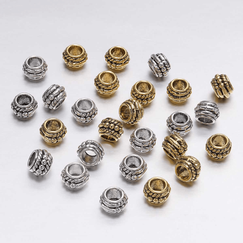 30pcs Golden Silver Plated Spacer Bead Big Hole Jewelry Making Findings