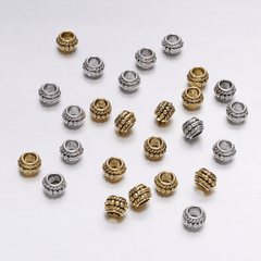 30pcs Golden Silver Plated Spacer Bead Big Hole Jewelry Making Findings