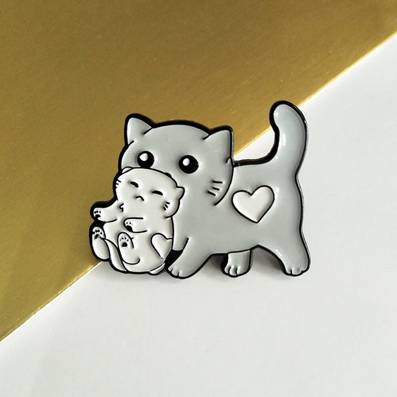 Cat Enamel Pins Cartoon Cat Baby Brooch Cat Enamel Backpack