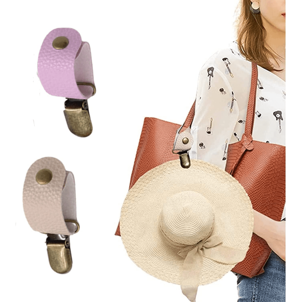 2pcs PU Leather Duckbill Hat Clip For Travel Luggage