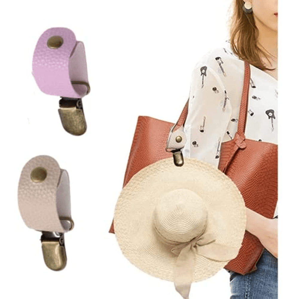 2pcs PU Leather Duckbill Hat Clip For Travel Luggage