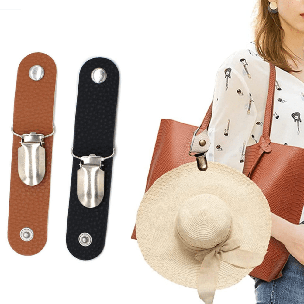 2pcs PU Leather Duckbill Hat Clip For Travel Luggage