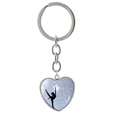 Ballet Dancing Keychain Glass Gem Stainless Steel