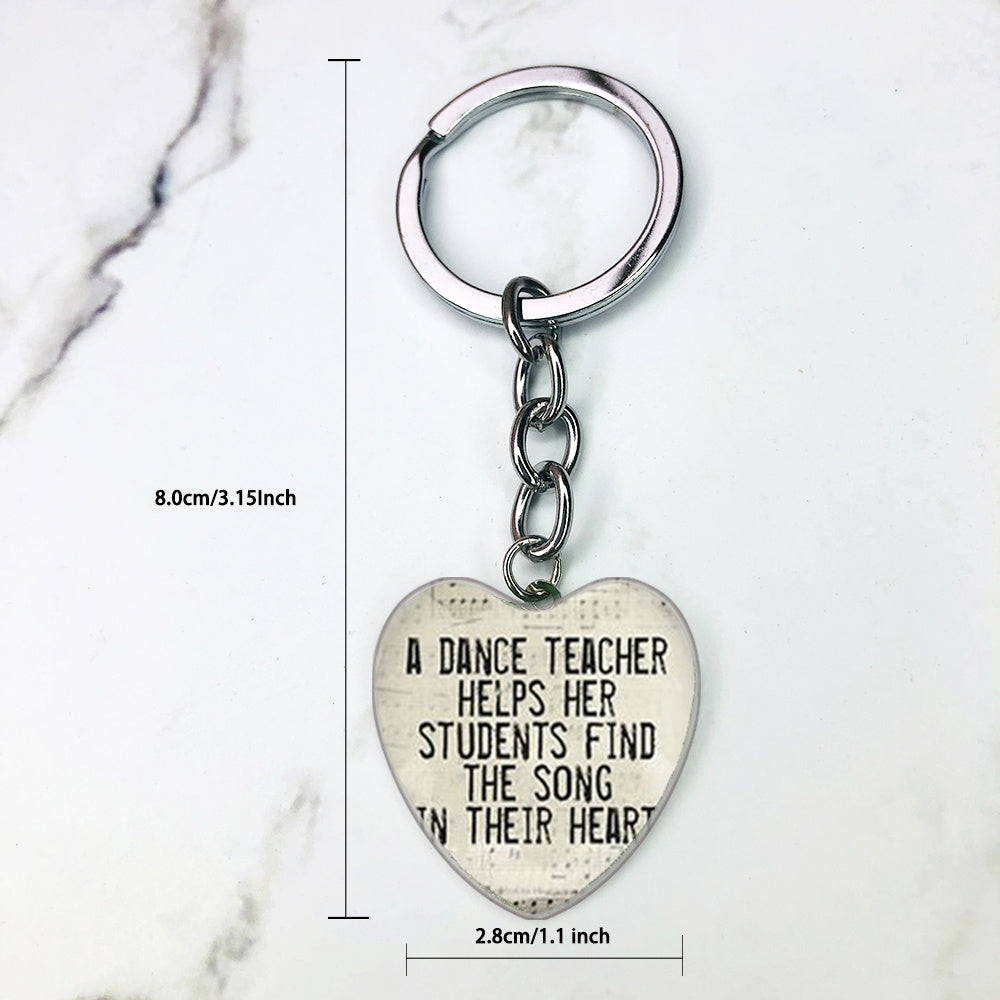 Ballet Dancing Keychain Glass Gem Stainless Steel