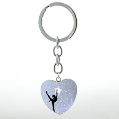 Ballet Dancing Keychain Glass Gem Stainless Steel