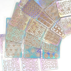 24 Sheet Mixed Laser Cutout Stickers Nail Stamping Plates Set