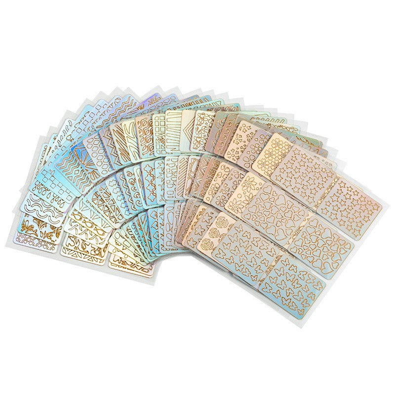 24 Sheet Mixed Laser Cutout Stickers Nail Stamping Plates Set