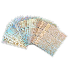 24 Sheet Mixed Laser Cutout Stickers Nail Stamping Plates Set