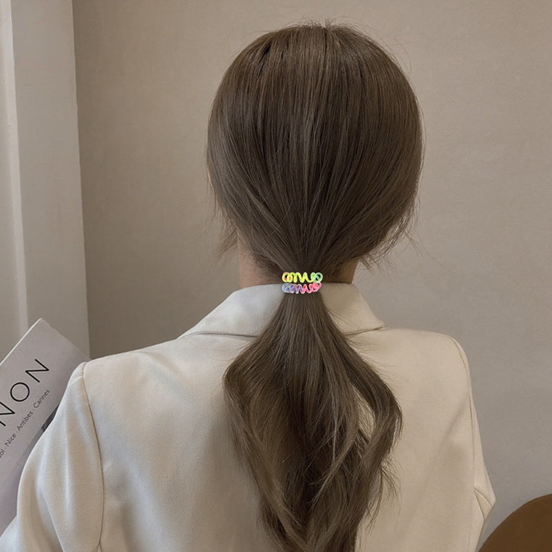 Rainbow Phone Cord Hair Ring High Elastic Gradient Headwear