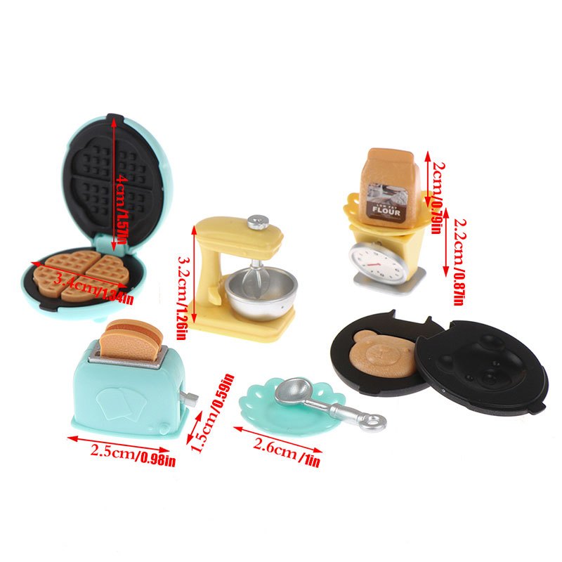 1:12 Dollhouse Mini Kitchen Set DIY Assembly Bread Machine Toaster Whisk Plate