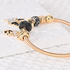 Rose Golden Ballerina Butterfly Pendant Bracelet Women Girls Cuff Bangle