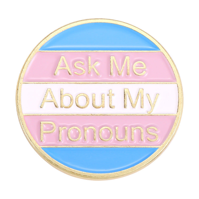 Colorful Round English Letter Brooch