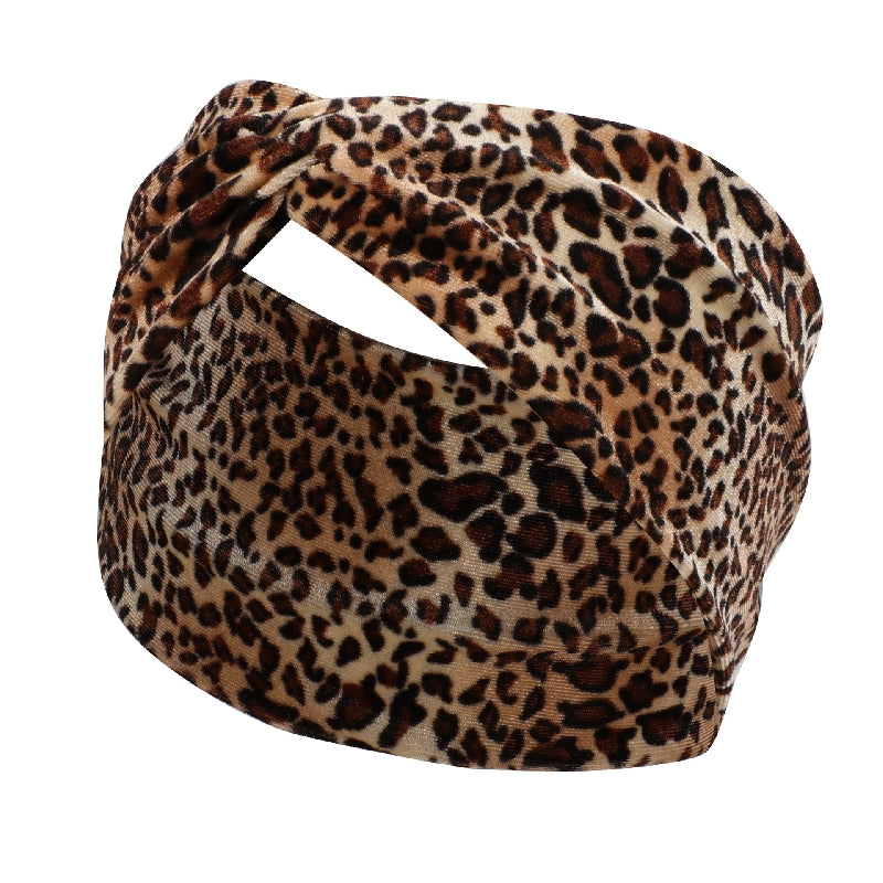 Leopard Wide Brim Hairband Velvet Headband for Women