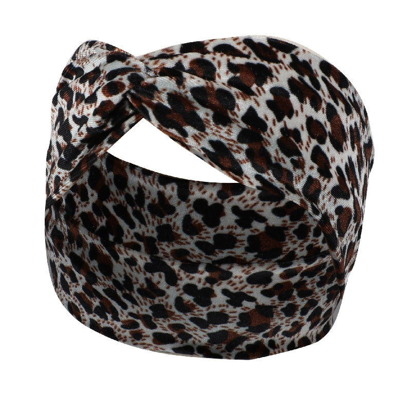 Leopard Wide Brim Hairband Velvet Headband for Women