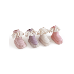 Baby Girls Lace Trim Cotton Floor Socks First Walking Shoes For Kids Children