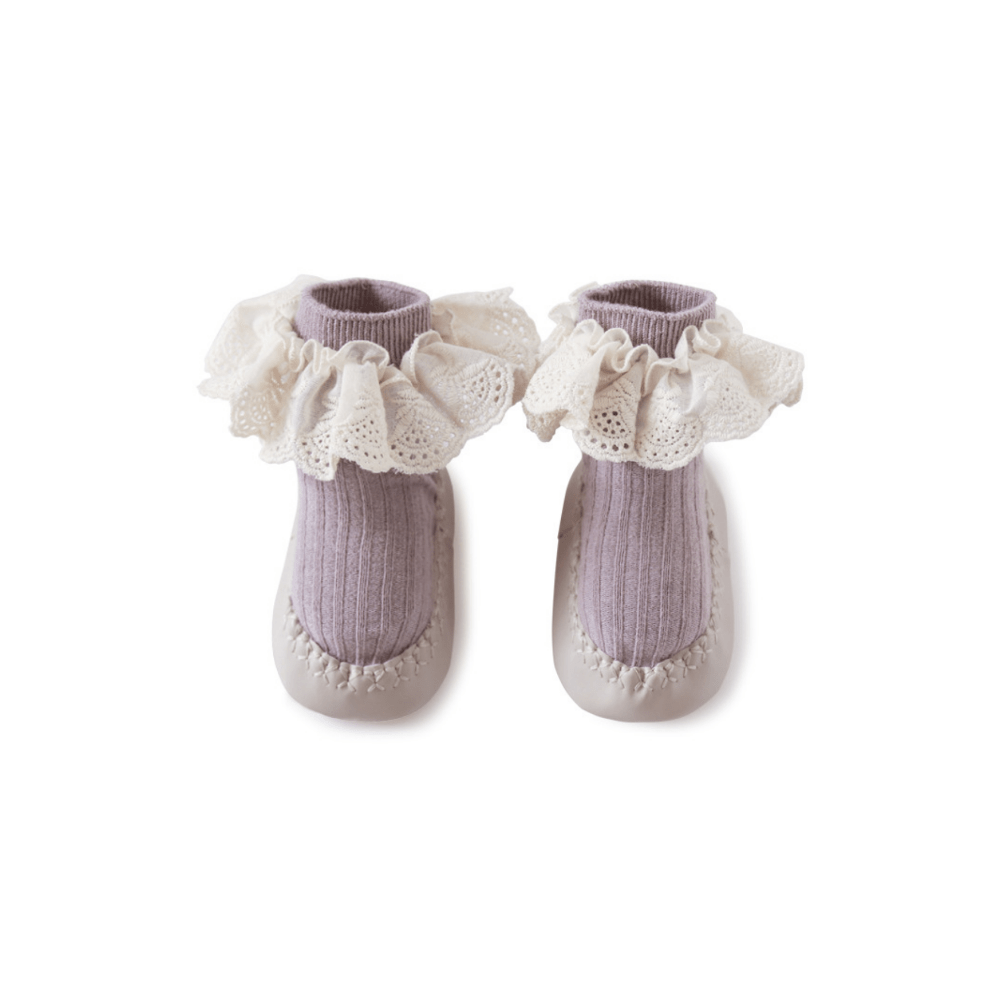 Baby Girls Lace Trim Cotton Floor Socks First Walking Shoes For Kids Children