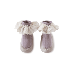 Baby Girls Lace Trim Cotton Floor Socks First Walking Shoes For Kids Children