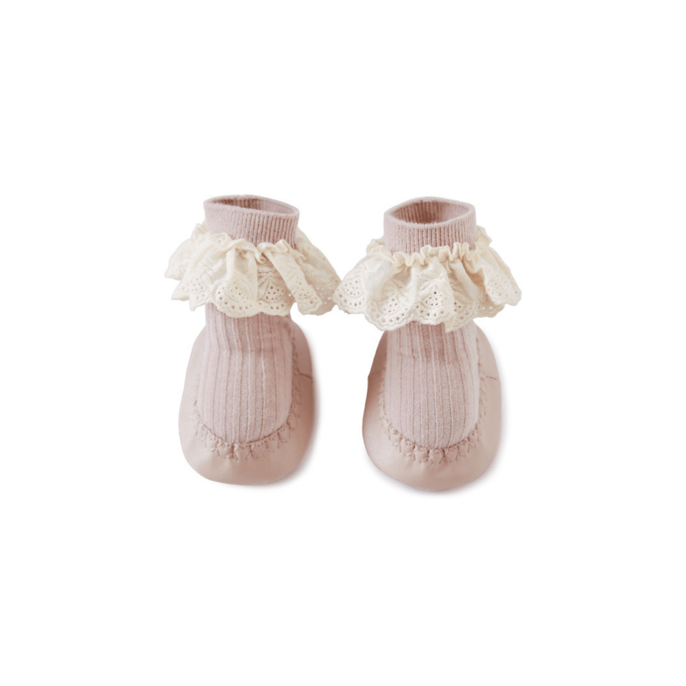 Baby Girls Lace Trim Cotton Floor Socks First Walking Shoes For Kids Children