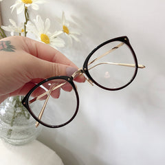 Round Glasses For Women Men Vintage Classic Metal Flat Mirror Eyeglasses