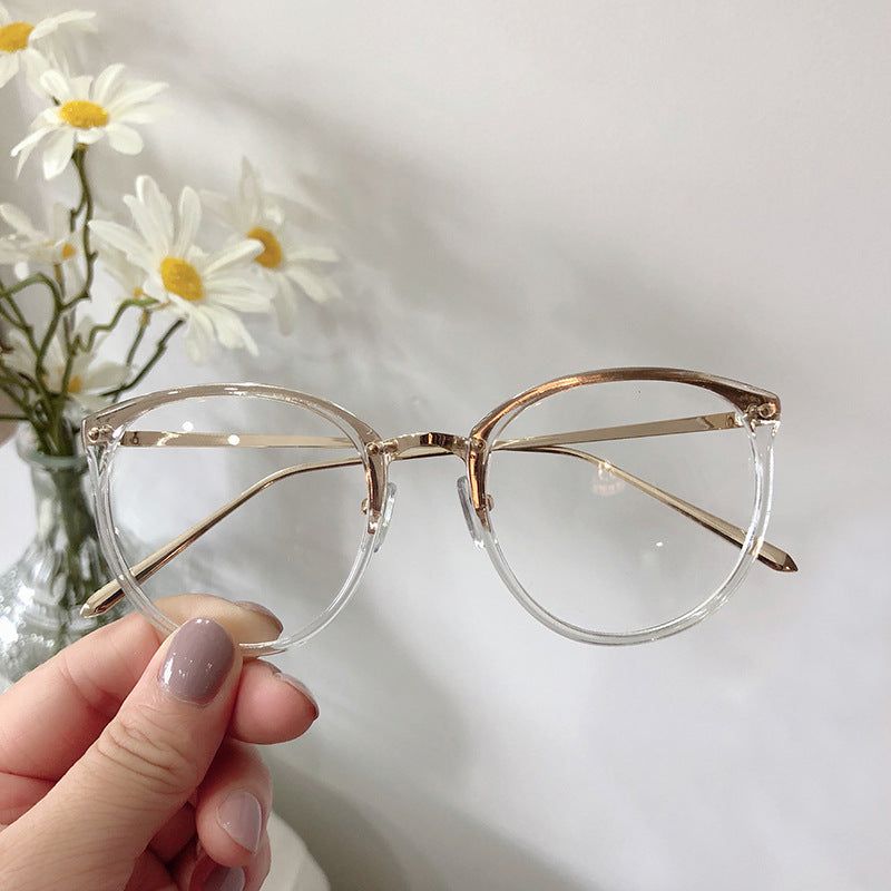 Round Glasses For Women Men Vintage Classic Metal Flat Mirror Eyeglasses
