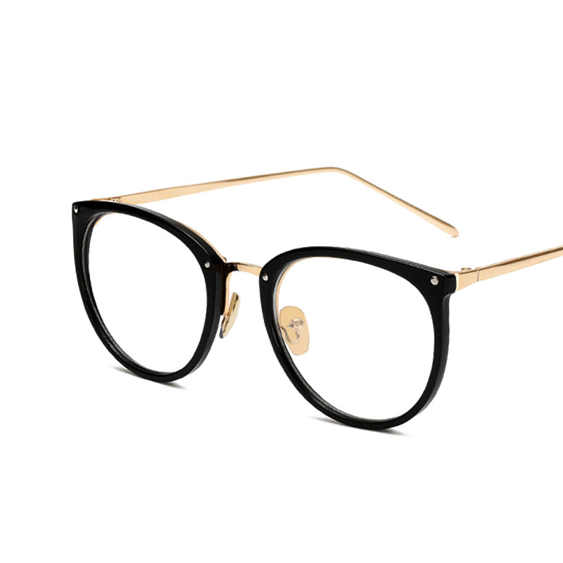 Round Glasses For Women Men Vintage Classic Metal Flat Mirror Eyeglasses