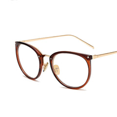 Round Glasses For Women Men Vintage Classic Metal Flat Mirror Eyeglasses