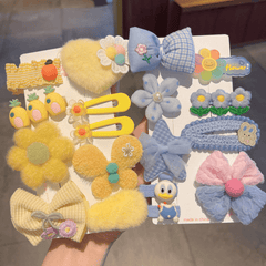Baby Girl Hair Clip Flower Bow Decor Snap Clip Sweet Duck Bill Clip