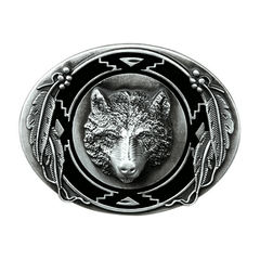 Western Style Alloy Wolf Head Leather Belt Buckle
